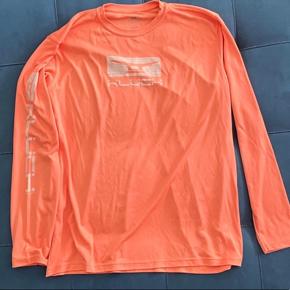 Huk Tops - Huk UPF Sun shirt L Orange Long sleeve Fishing Shirt